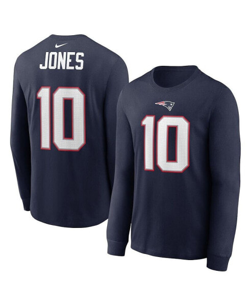 Men's Mac Jones Navy New England Patriots Player Name and Number Long Sleeve T-shirt