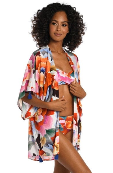 La Blanca Women's Floral Rhythm Printed Kimono Cover-Up Multi Size OS