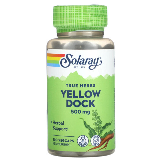 Травяные капсулы True Herbs, Yellow Dock, 500 мг, 100 штук - SOLARAY