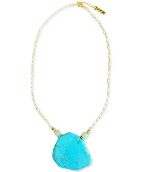 Gold-Tone Turquoise & Amazonite 16" Pendant Necklace