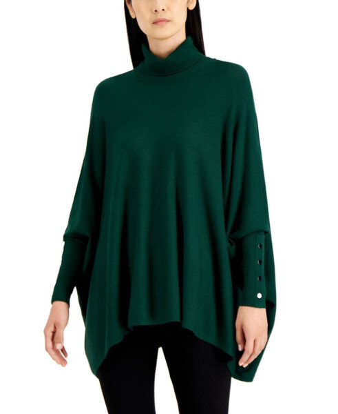 Women's Turtleneck Poncho Sweater, Created for Macy's