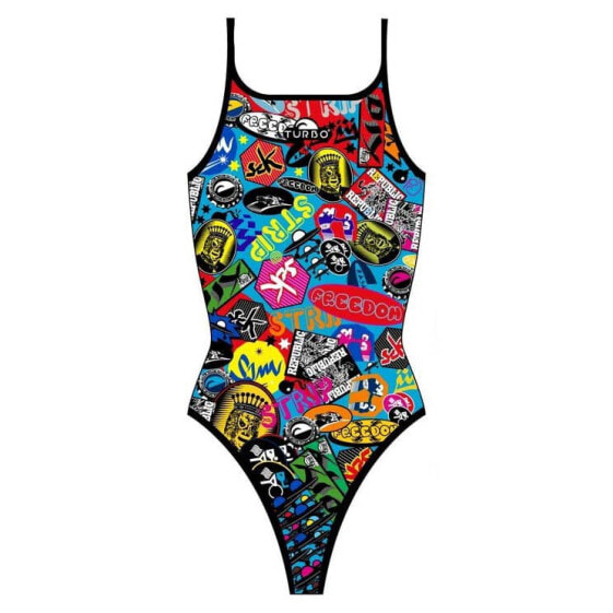 TURBO Stickers Colors Thin Strap Swimsuit