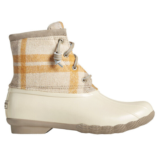 Sperry Saltwater Wool Plaid Duck Womens Off White Casual Boots STS86705