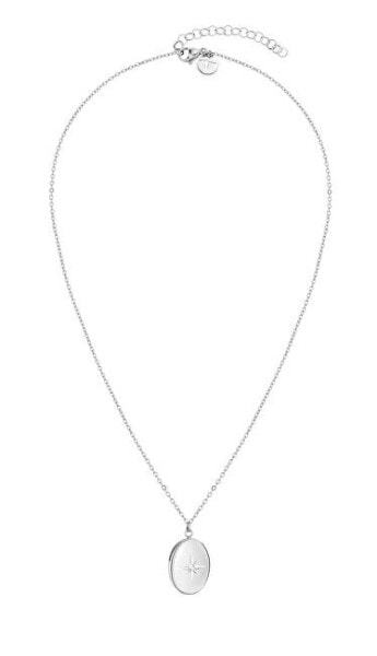 Elegant steel necklace with medallion TJ-0095-N-50