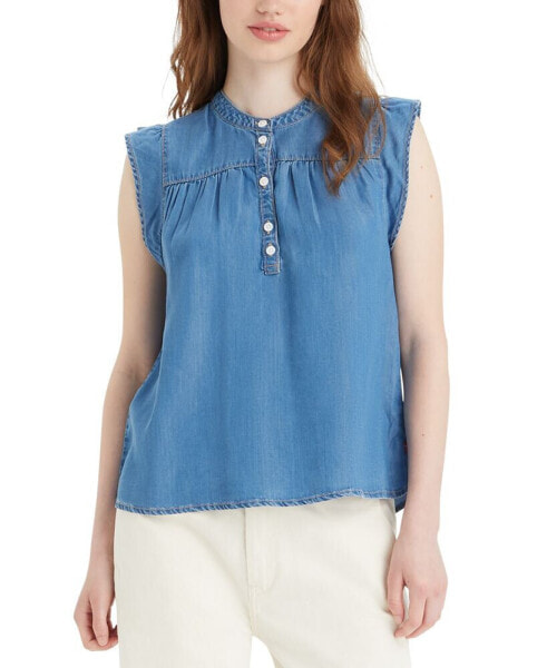 Women's Jace Sleeveless Partial-Button-Front Blouse