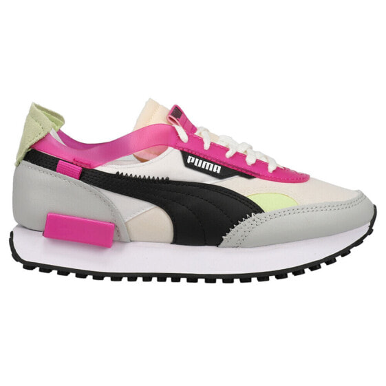 Puma Future Rider CutOut Pop Lace Up Womens Black, Green, Pink, White Sneakers