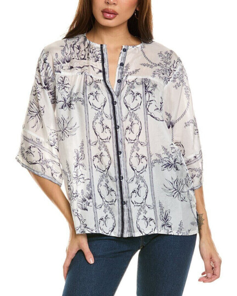 Johnny Was Tranquil Kenny Silk Blouse Women's