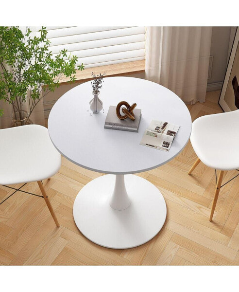 32" Modern Round Dining Table With Printed Marble Tabletop
