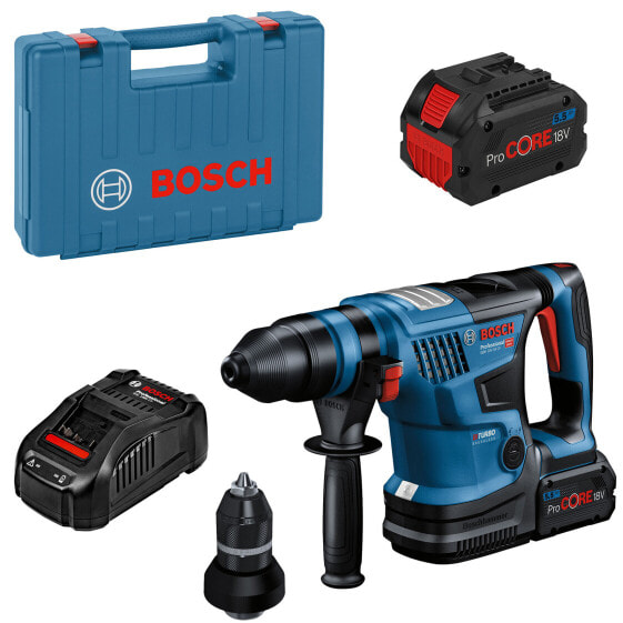 Bosch Akku-Bohrhammer BITURBO GBH 18V-34 CF mit 2x 5,5 Ah Akkus + Lader + Koffer