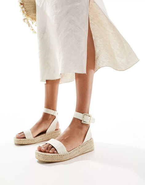 South Beach linen two part espadrille sandals in cream