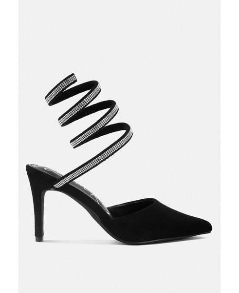Women's Elvira rhinestone embellished strap up sandals