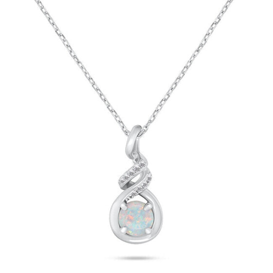 Silver necklace with synthetic opal NCL155W