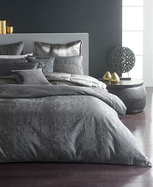 Home Moonscape Reversible Textured Jacquard Charcoal King Duvet Cover