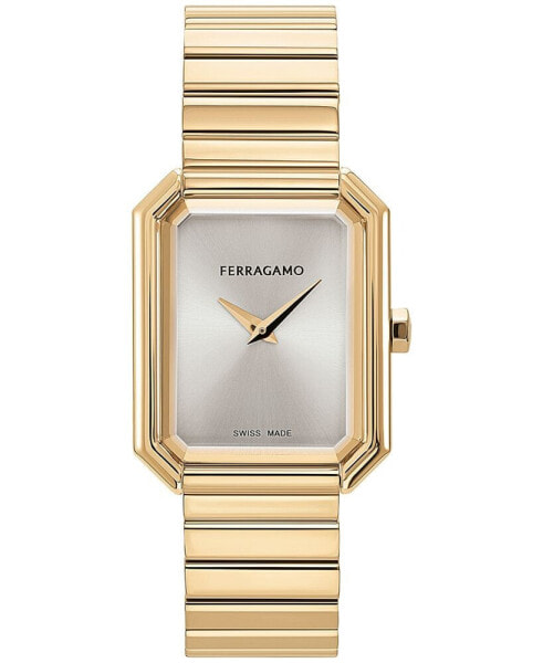 Salvatore Women's Swiss Gold Ion Plated Stainless Steel Bracelet Watch 27x34mm