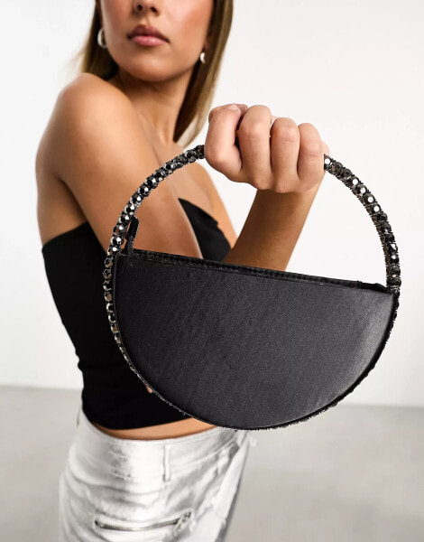 Public Desire The Alessia jewel clutch bag in black