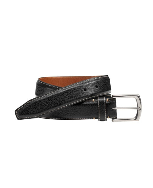 Men's Topstitched Leather Belt