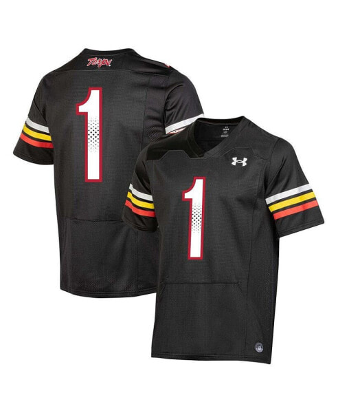 Men's #1 Black Maryland Terrapins Replica Football Jersey