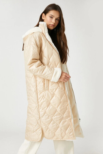 Пальто Koton Plush Detail Puffer Hooded ed Coat