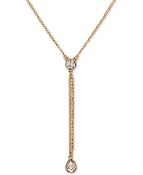 DKNY gold-Tone Crystal Lariat Necklace, Created for Macy's , 16" + 3" extender, Created for Macy's