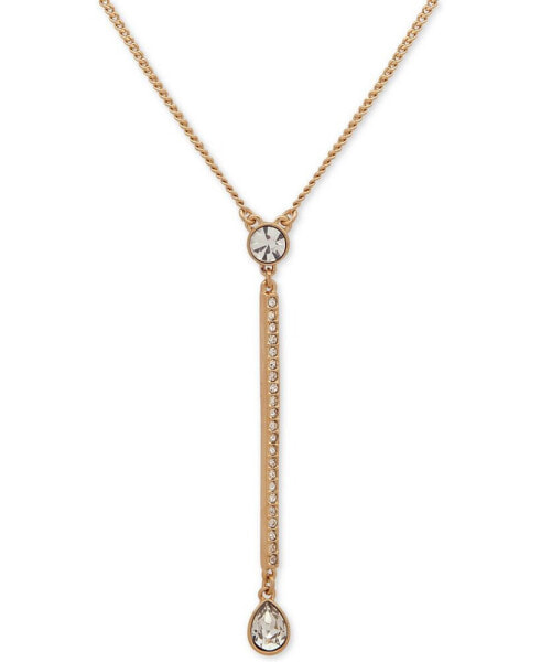 Gold-Tone Crystal Lariat Necklace, 16" + 3" extender