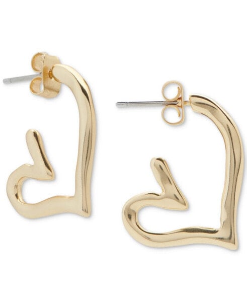 Gold-Tone Small Open Heart Hoop Earrings