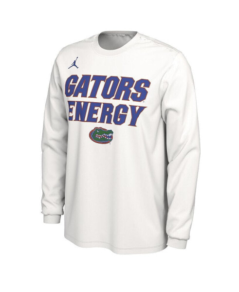 Men's White Florida Gators 2024 On Court Bench Long Sleeve T-shirt