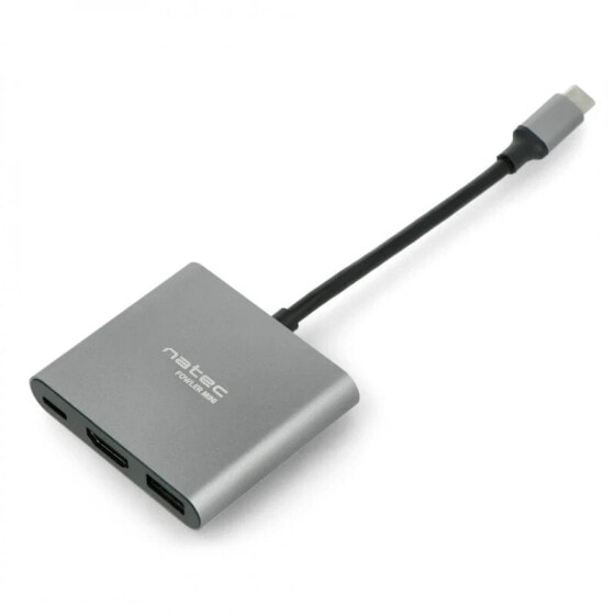 USB-концентратор Natec Fowler Mini - USB-C PD (с поддержкой Power Delivery), серого цвета