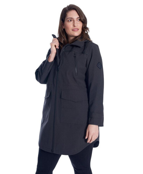 WOMEN'S PLUS SIZE RAIN - WEATHER RESISTANT RAINCOAT WITH DRAWSTRING HOOD