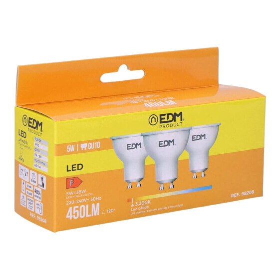 Лампочки светодиодные EDM Pack of 3 LED 5 Вт GU10 450 люмен Ø 5 x 5,5 см (3200 K)