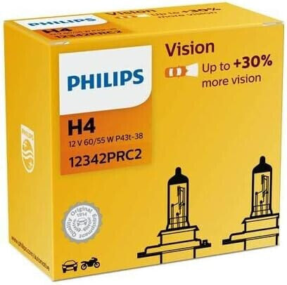 Philips H4 12342PRC2 Autoscheinwerfer, 12 V, 60 / 55 W, P43t-38 Vision, 2 Stück