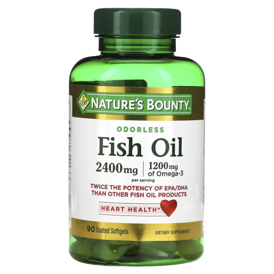 Odorless Fish Oil, 2,400 mg, 90 Coated Softgels (1,200 mg per Softgel)
