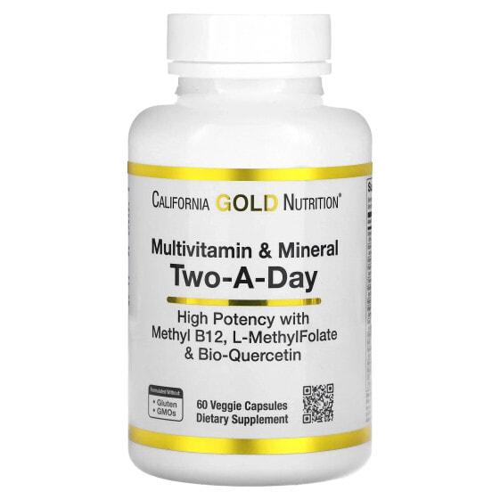 California Gold Nutrition, мультивитамины и минералы, две капсулы в день, 180 растительных капсул