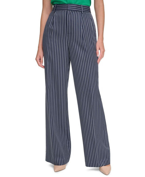 Women's Striped High-Rise Wide-Leg Pants