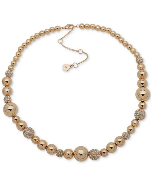DKNY gold-Tone Pavé Fireball Beaded Collar Necklace, 16" + 3" extender