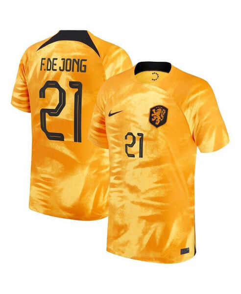 Футболка Nike мужская Frenkie de Jong Оранжевая сборная Нидерландов 2022/23 домашняя плеерская копия Breathe Stadium.
