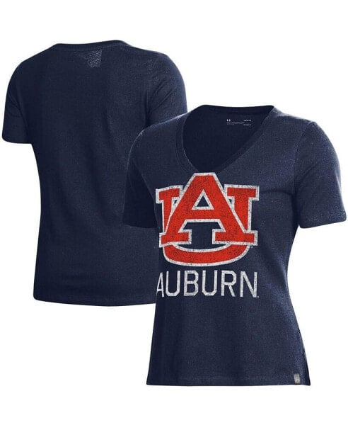 Футболка женская Under Armour с логотипом Auburn Tigers, цвет синий, V-образный вырез