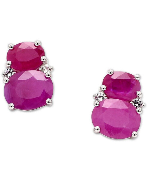 Sapphire (7 ct. t.w.) & White Sapphire (3/8 ct. t.w.) Stud Earrings in Sterling Silver (Also available in Ruby & Emerald)