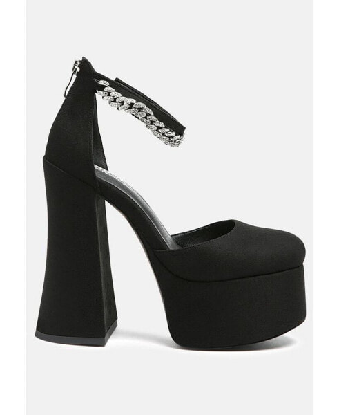 lucky me block platform sandal with metal chain