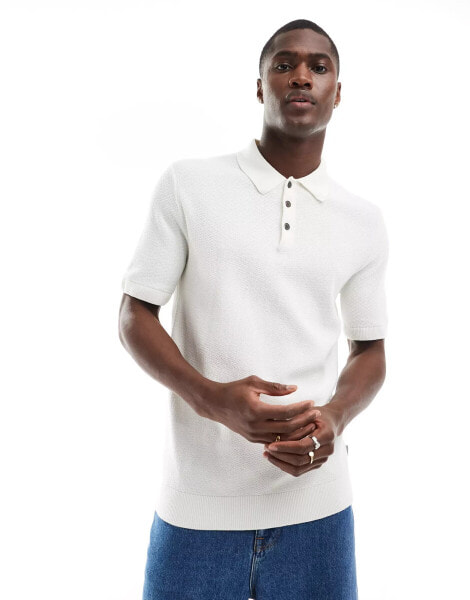 Jack & Jones knitted polo in cream