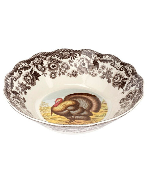 Woodland Turkey Daisy Serving Bowl