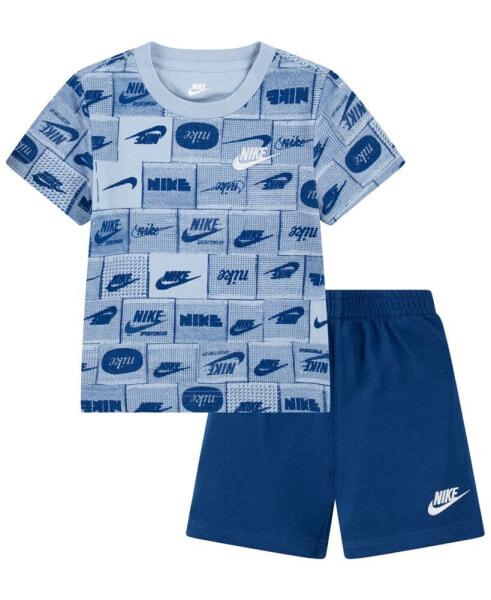 Toddler Boys Sportswear Club Printed T-shirt and Shorts Set