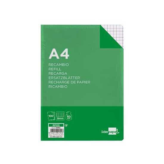 LIDERPAPEL Refill A4 100 sheets 60g/m2 square 8 mm with margin 4 holes