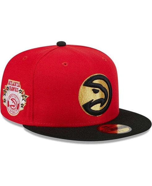Men's Red, Black Atlanta Hawks Gameday Gold Pop Stars 59FIFTY Fitted Hat