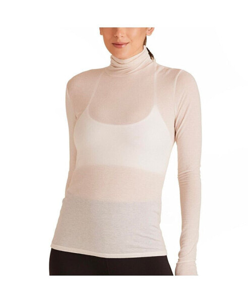 Regular Size Adult Women Washable Cashmere Turtleneck Long Sleeve T-Shirt