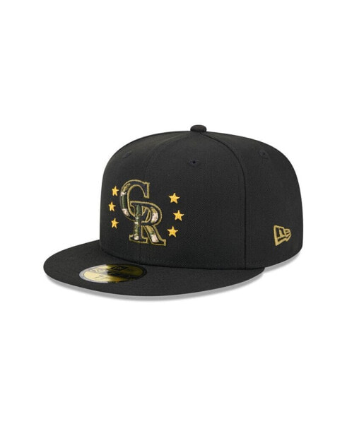 Головной убор New Era мужской черный Colorado Rockies 2024 Armed Forces Day On-Field 59FIFTY Fitted Hat