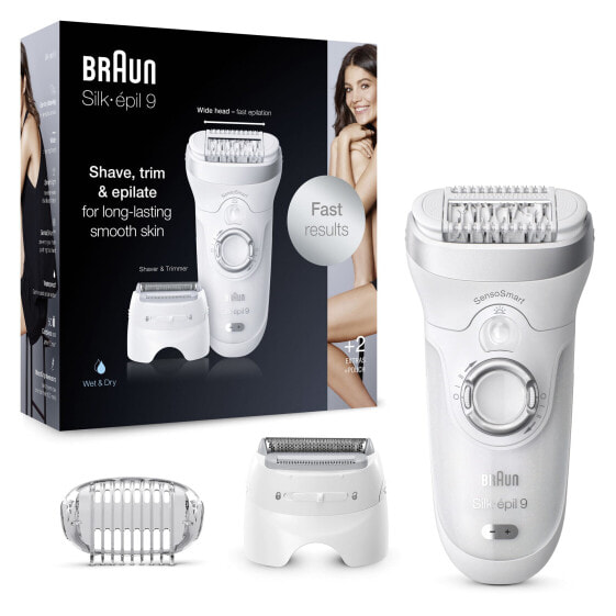 Эпилятор Braun Silk-épil 9 9-705 - белый - 40 пинцетов - бритье - Германия - 1,23 м - на батарейках