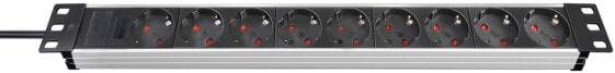 Brennenstuhl 1390007009 - 2 m - 9 AC outlet(s) - Aluminium - Aluminium - Black - 16 A - Black