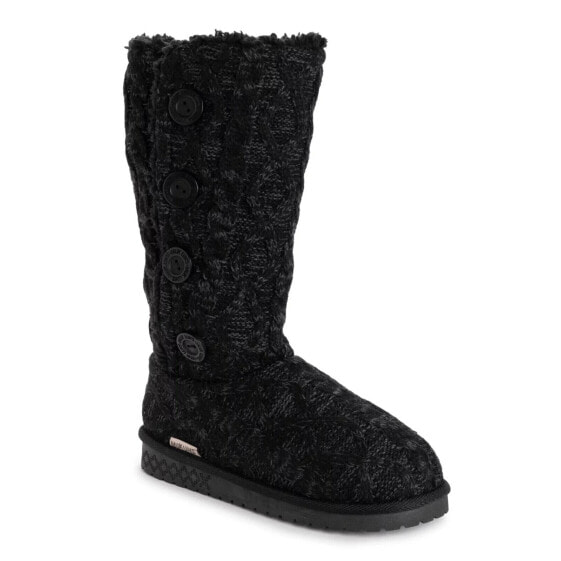 Muk Luks Women's Lilyana Marl Cable Knit Knee Black Comfort High Boots Size 7