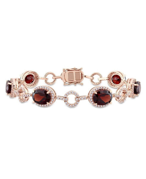 Garnet (14 3/4 ct. t.w.) and Diamond (1 1/2 ct. t.w.) Link Bracelet in 14k Rose Gold