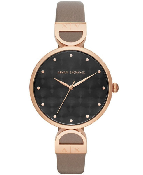 Часы ARMANI EXCHANGE Matte Gray Leather Strap Watch